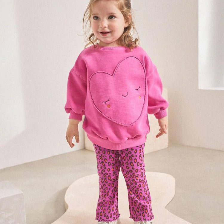 Outfit Cotton Heart Design Set Of 2 Pcs Size 2-8y