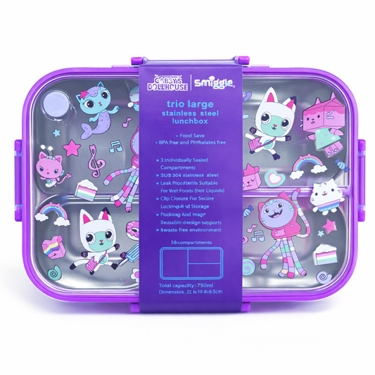 🧊Smiggle Gabby's Dollhouse Lunch Box | Stainless Steel | 23x17x6.5cm