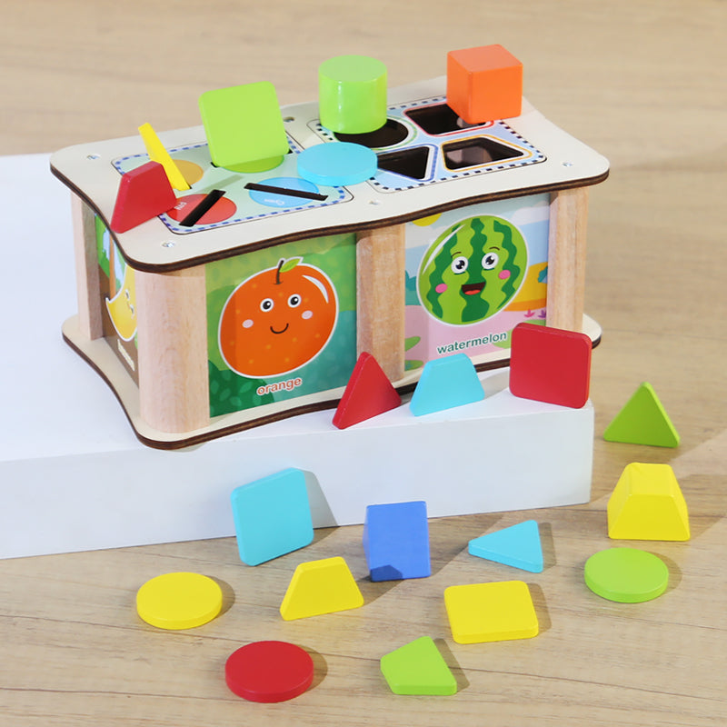 Wooden Shape Box – Educational Sorting Toy with Size Guide | 2+