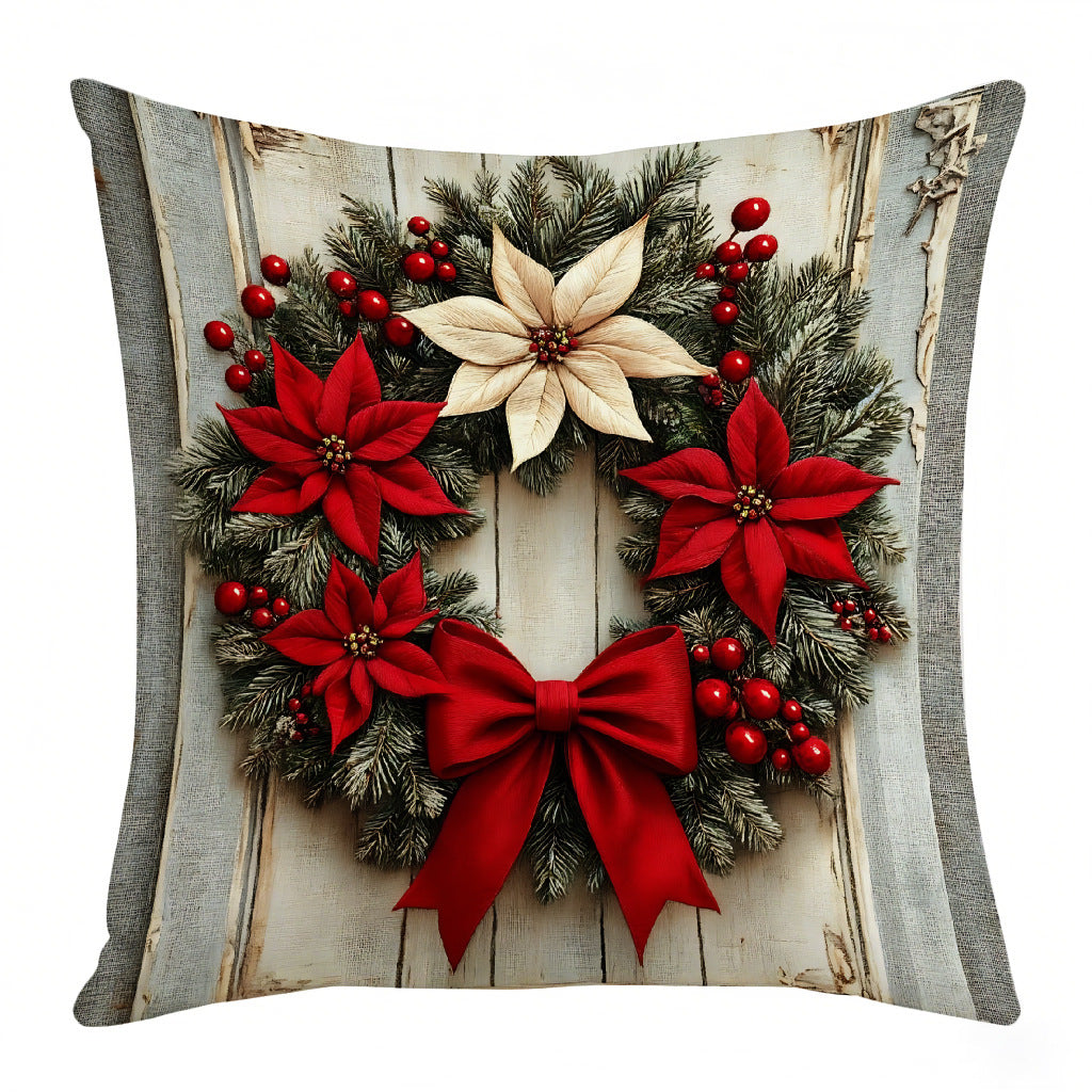 Red Christmas Decorative Cushion with Filling | 45×45 cm