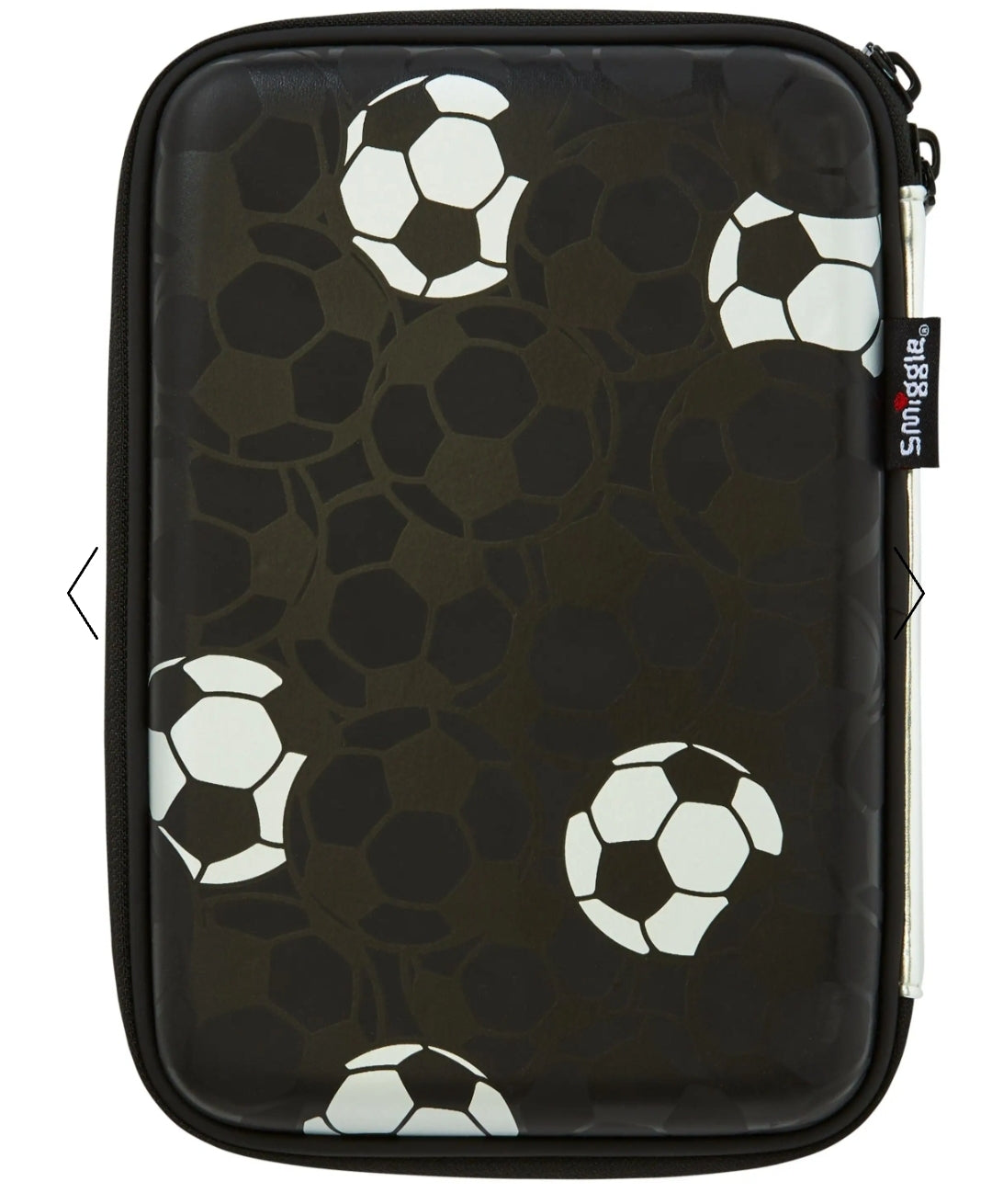 Smiggle Pencil Case Hard Cover Football Silver Design