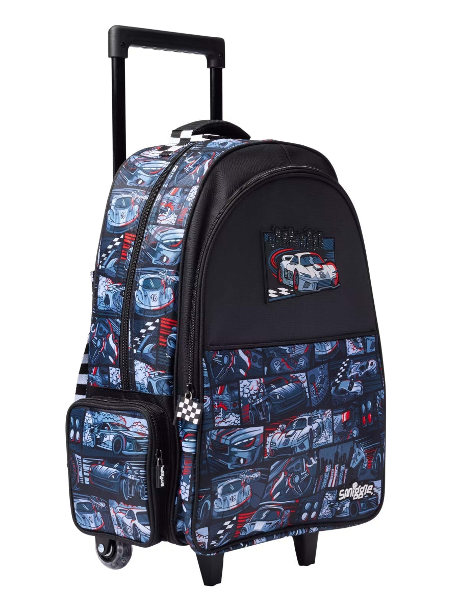 Smiggle Backpack | Light Up Wheels | Car Racing | 52cm