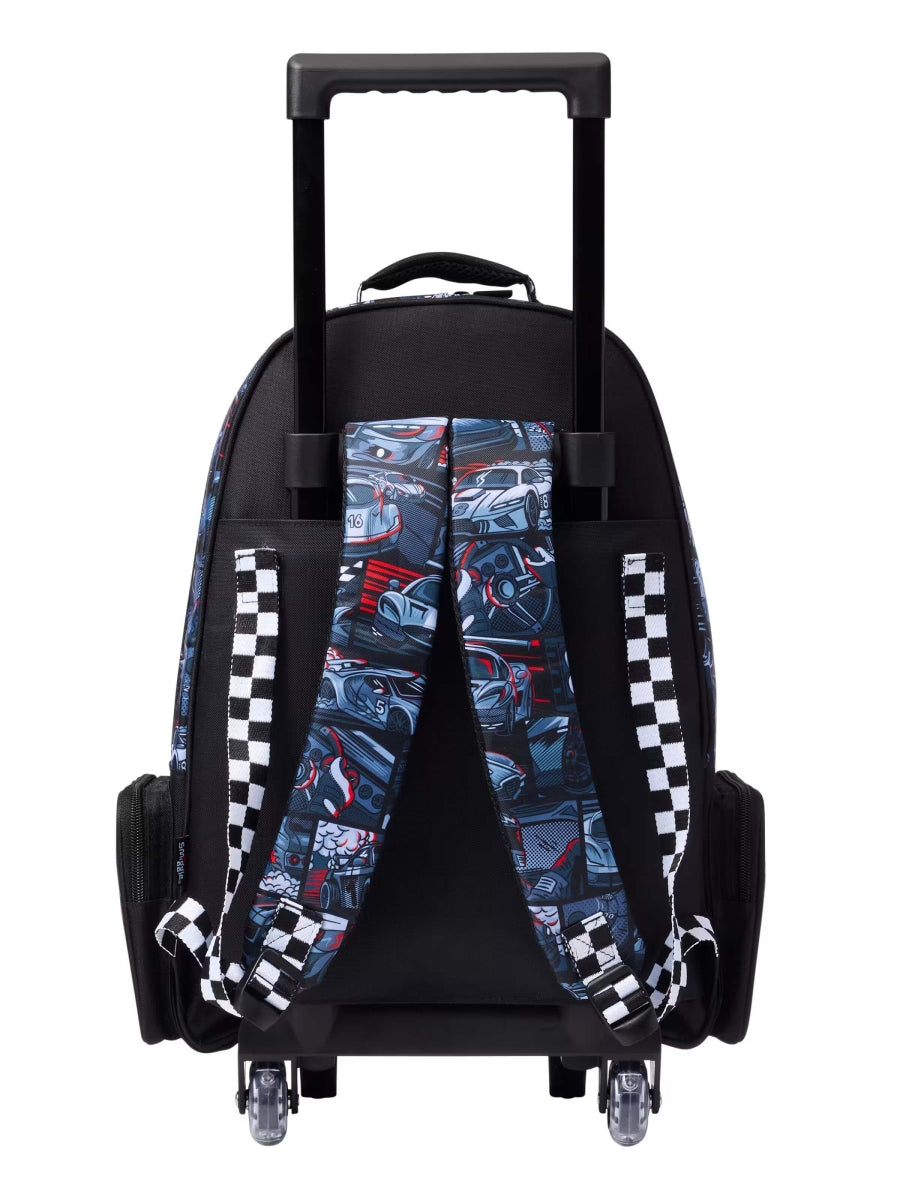 Smiggle Backpack | Light Up Wheels | Car Racing | 52cm