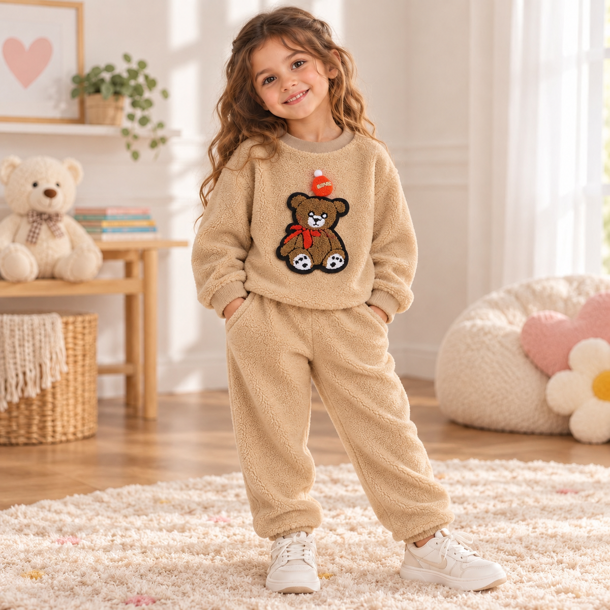 Kids Teddy Bear Fleece Set | Unisex 2-Piece Outfit | 1–8Y