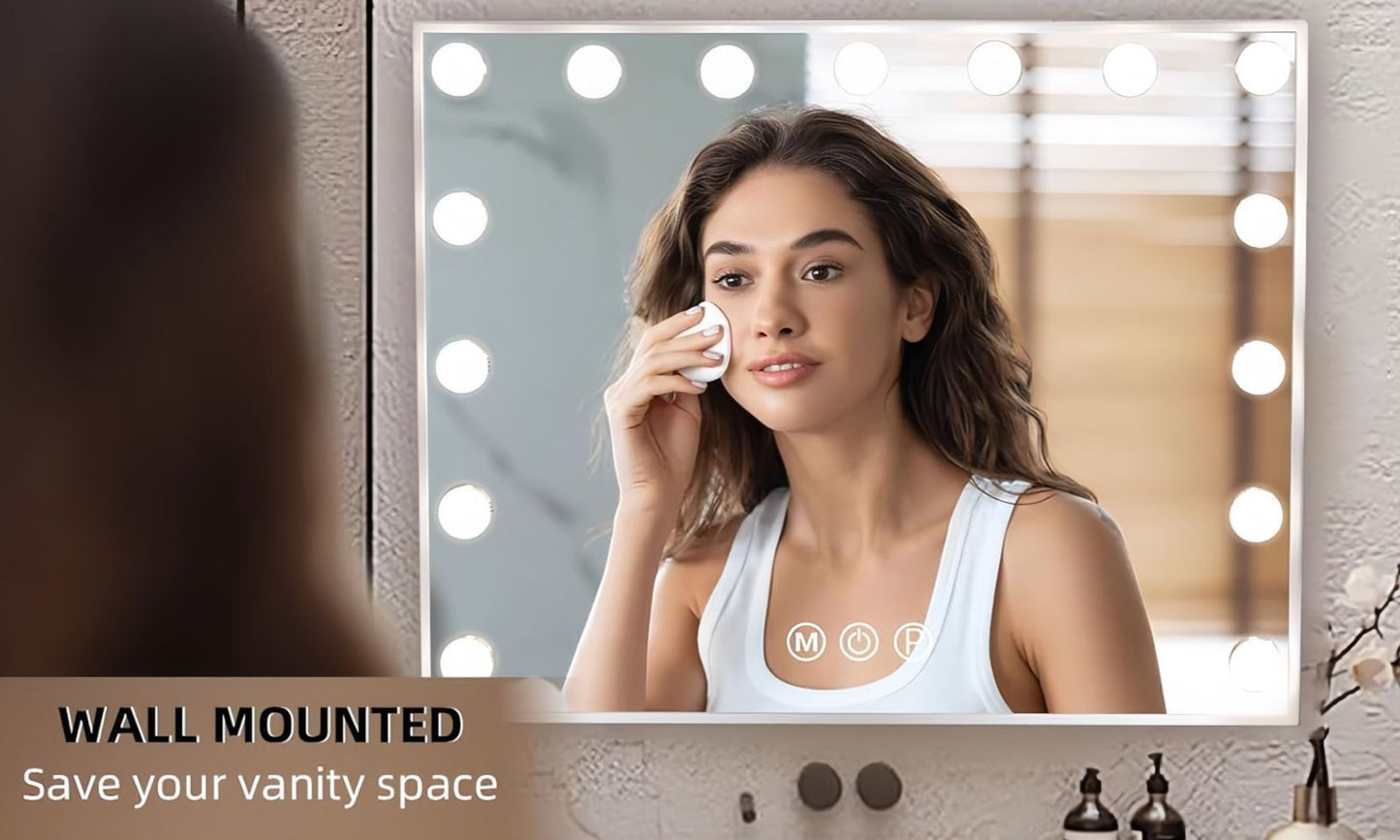 LED Makeup Mirror With Light Bulbs USB Charger 15 LEDS