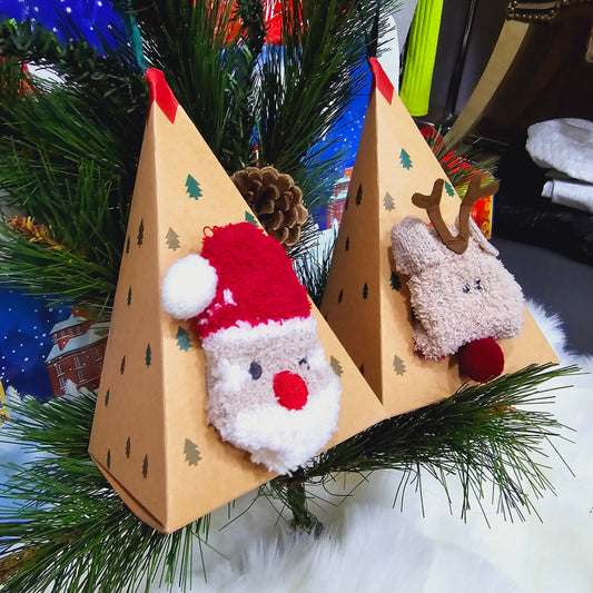 Christmas Fuzzy Socks & Triangle Gift Box