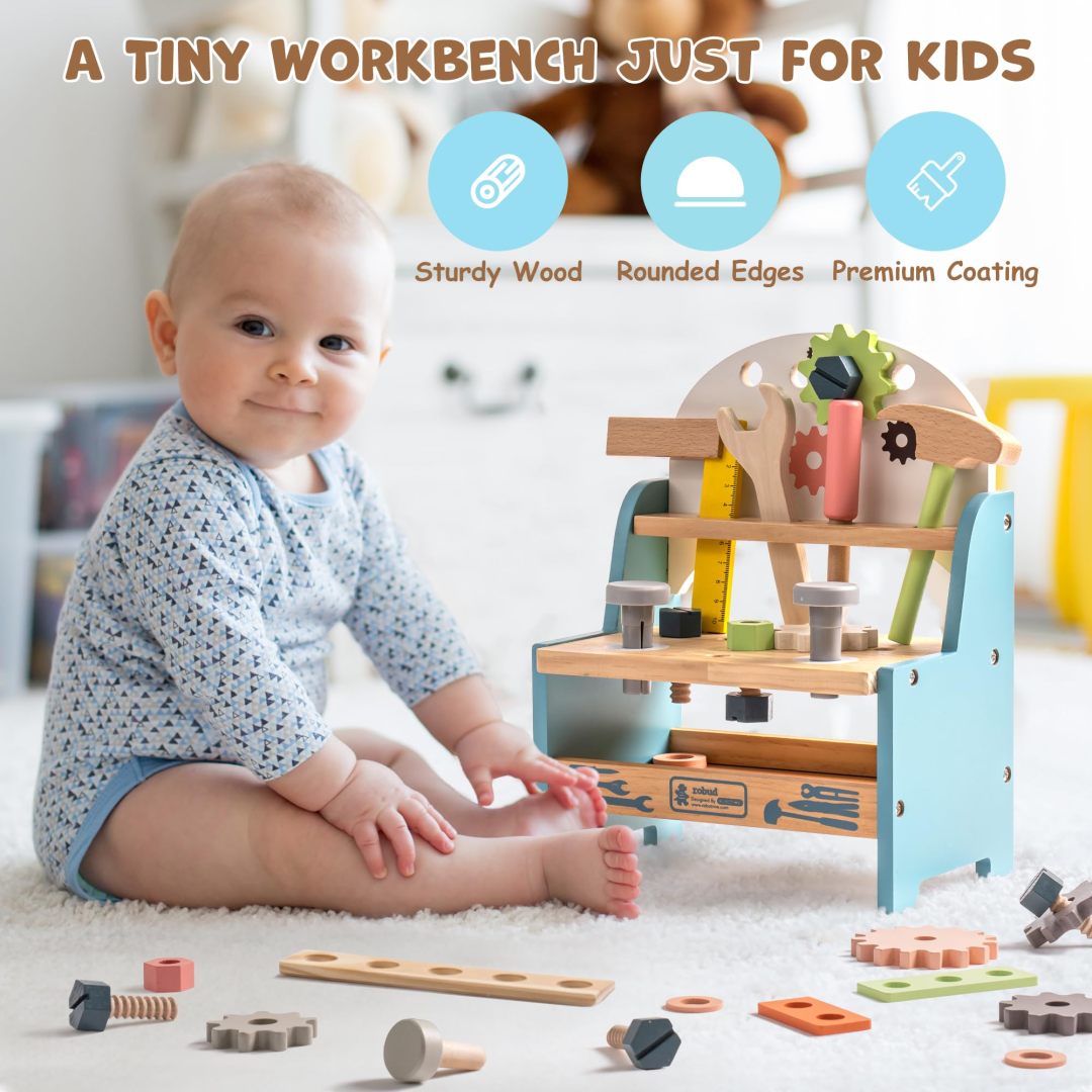 Wooden Montessori Mini Tool Bench / Age 3+