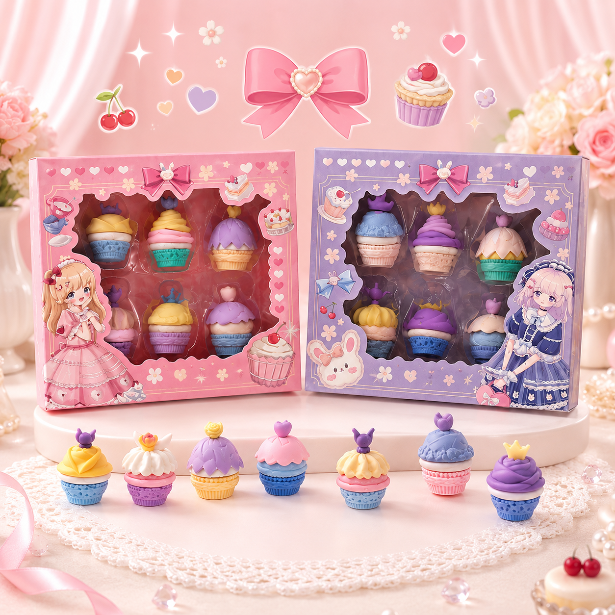 Sweet Cupcake Mini Eraser Set | 6 Pcs
