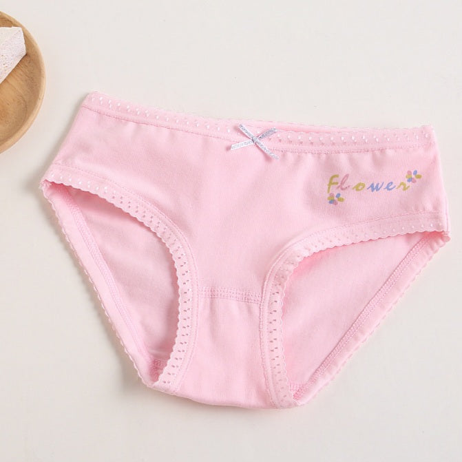 Girls Cotton Panties (4 pcs)-Pink Flower | Size 2–12Y