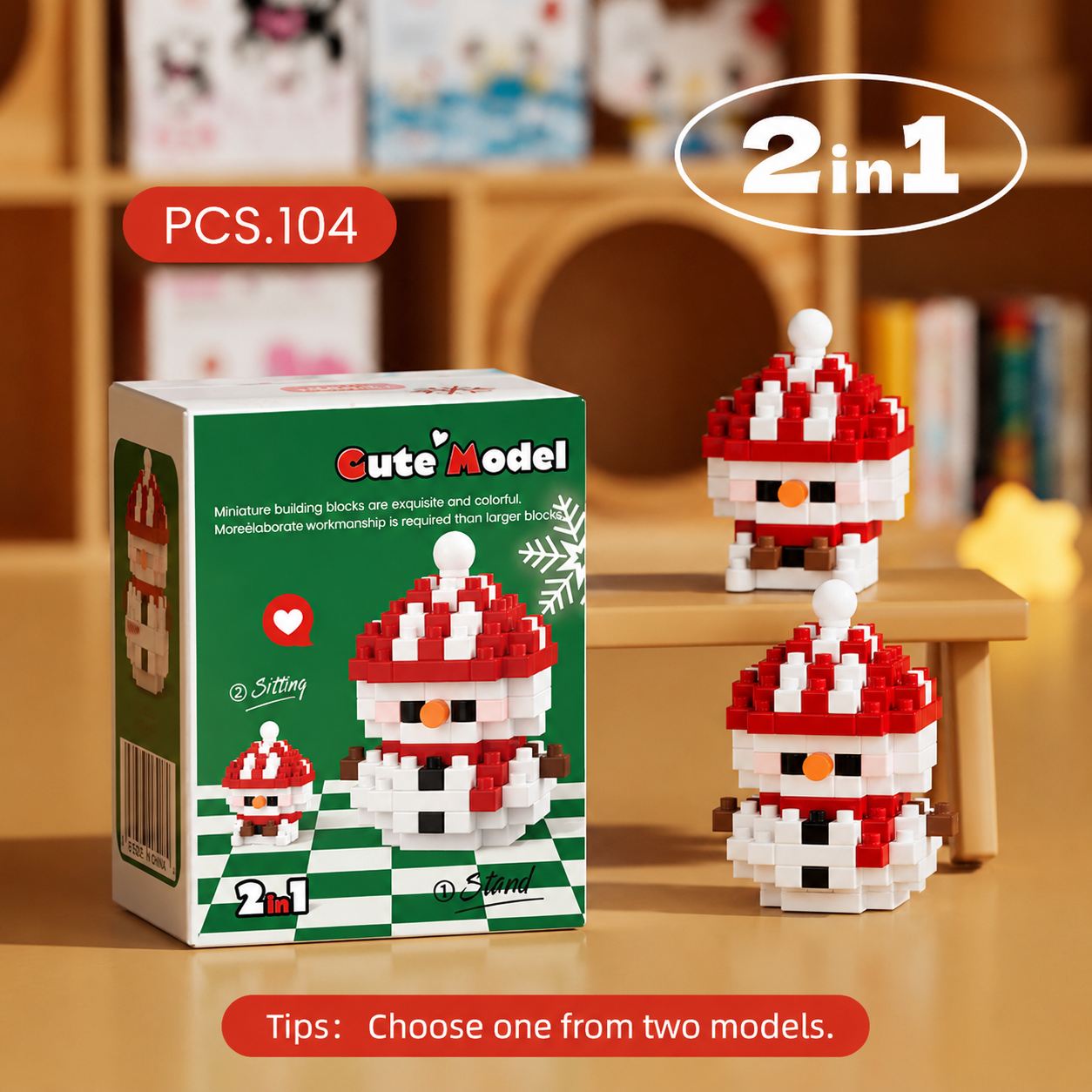 2-in-1 Christmas Mini Building Block Figures – 6 Festive Designs