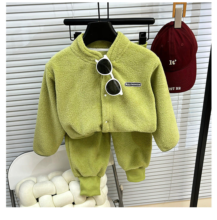 Boys’ Cozy Fleece Pajama Set with Snap Jacket | 1–8Y