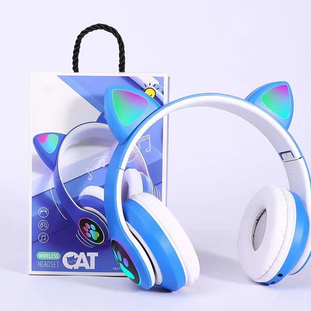 Cute Cat Ear Wireless Headphones- LED Lights, Noise Cancelling & Bluetooth 5.0