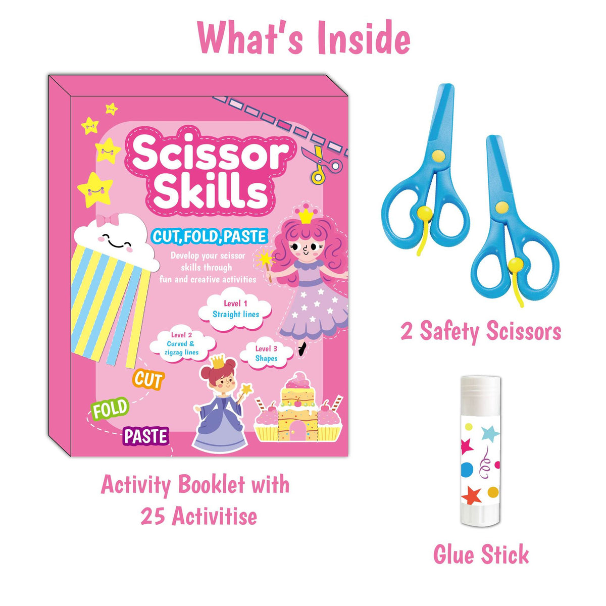 Scissor Skills Cut, Fold & Paste Activity Kit – 25 Activities | 3+