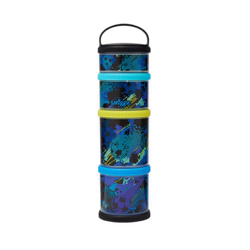 Smiggle Snack & Stack Containers | Blue Football | (4pcs) Set