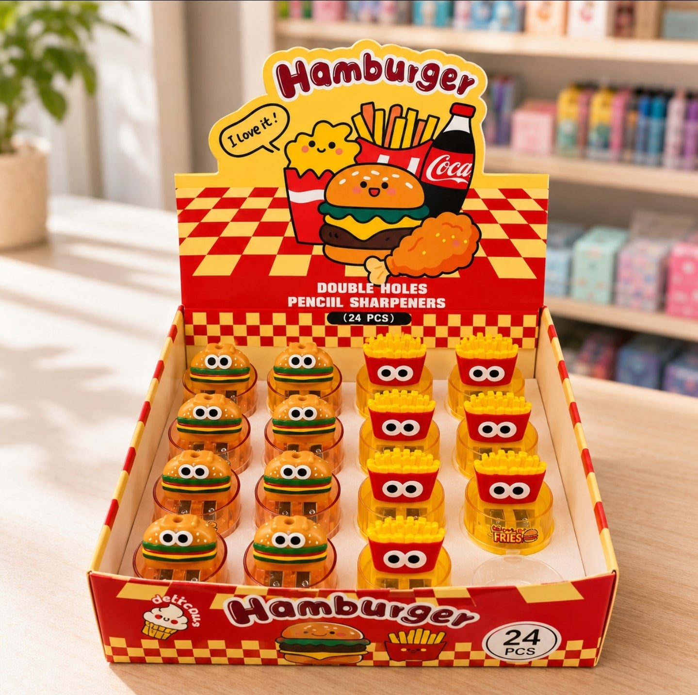 Cute Fast Food Mini Pencil Sharpener – Burger & Fries Designs