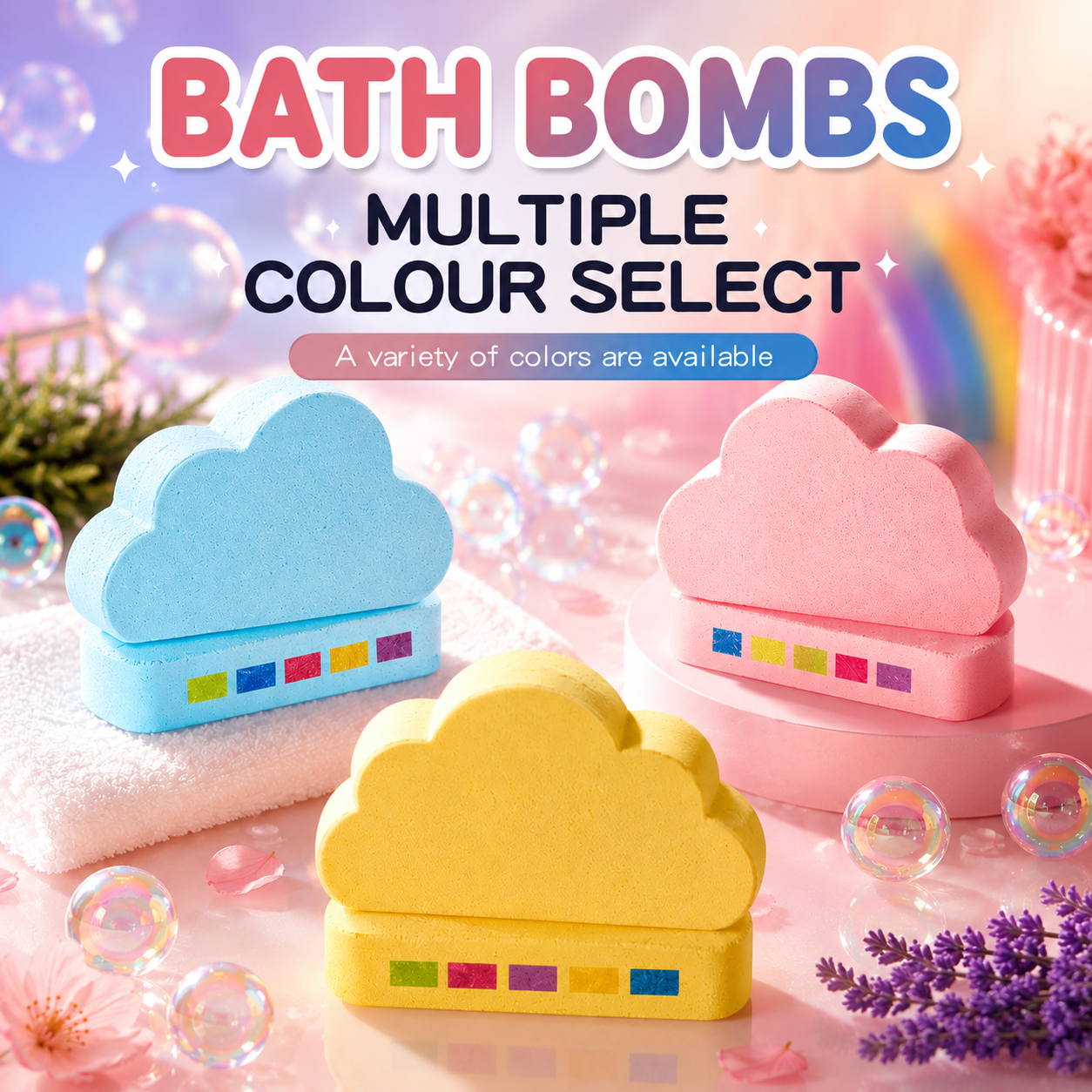 Cloud Bath Bombs Rainbow Foam | gentle cleansing , skin care and relaxation