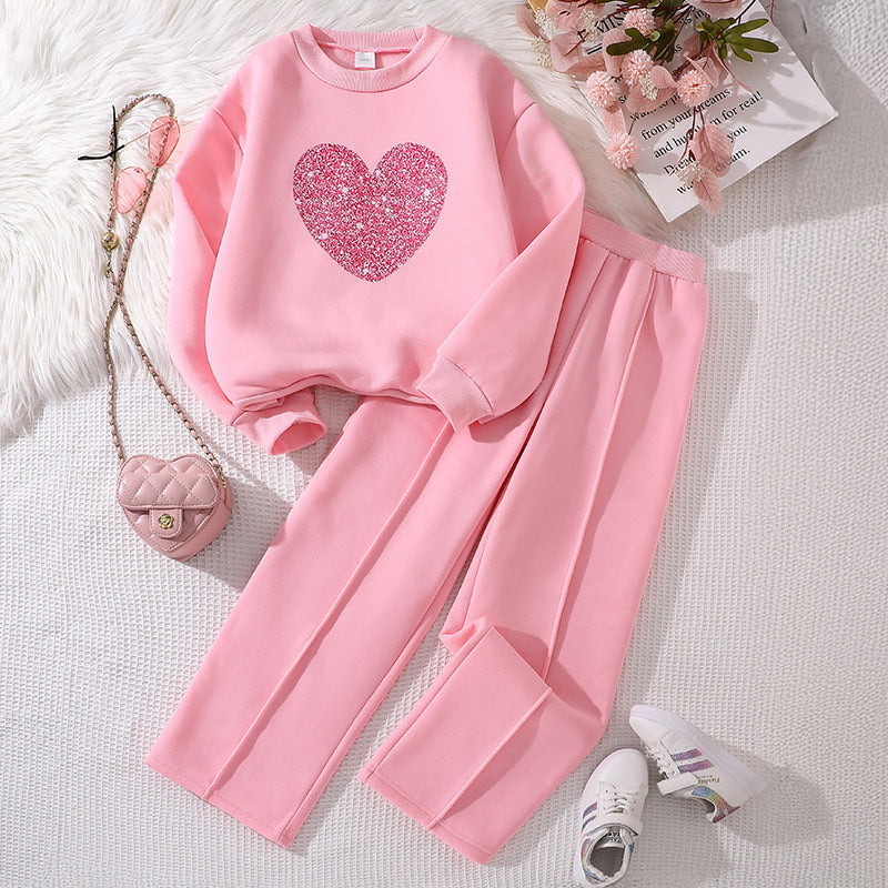 Warm Outfit For Girls Heart Design Size 8-12y