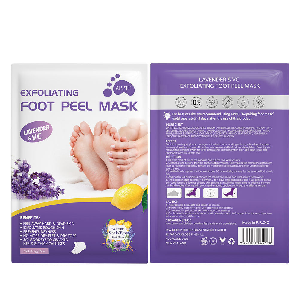 Foot Peel Mask for Dead Skin Removal | Dry Cracked Callus Remover | Foot Hydrating Sock Pedicure Essential | Make Your Feet Baby Soft,Lovander