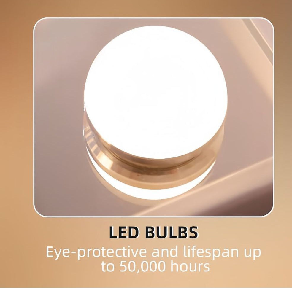 LED Makeup Mirror With Light Bulbs USB Charger 15 LEDS