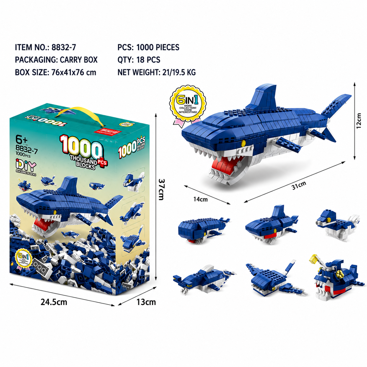 1000PCS 6-in-1 Building Blocks Collection Set | 6+