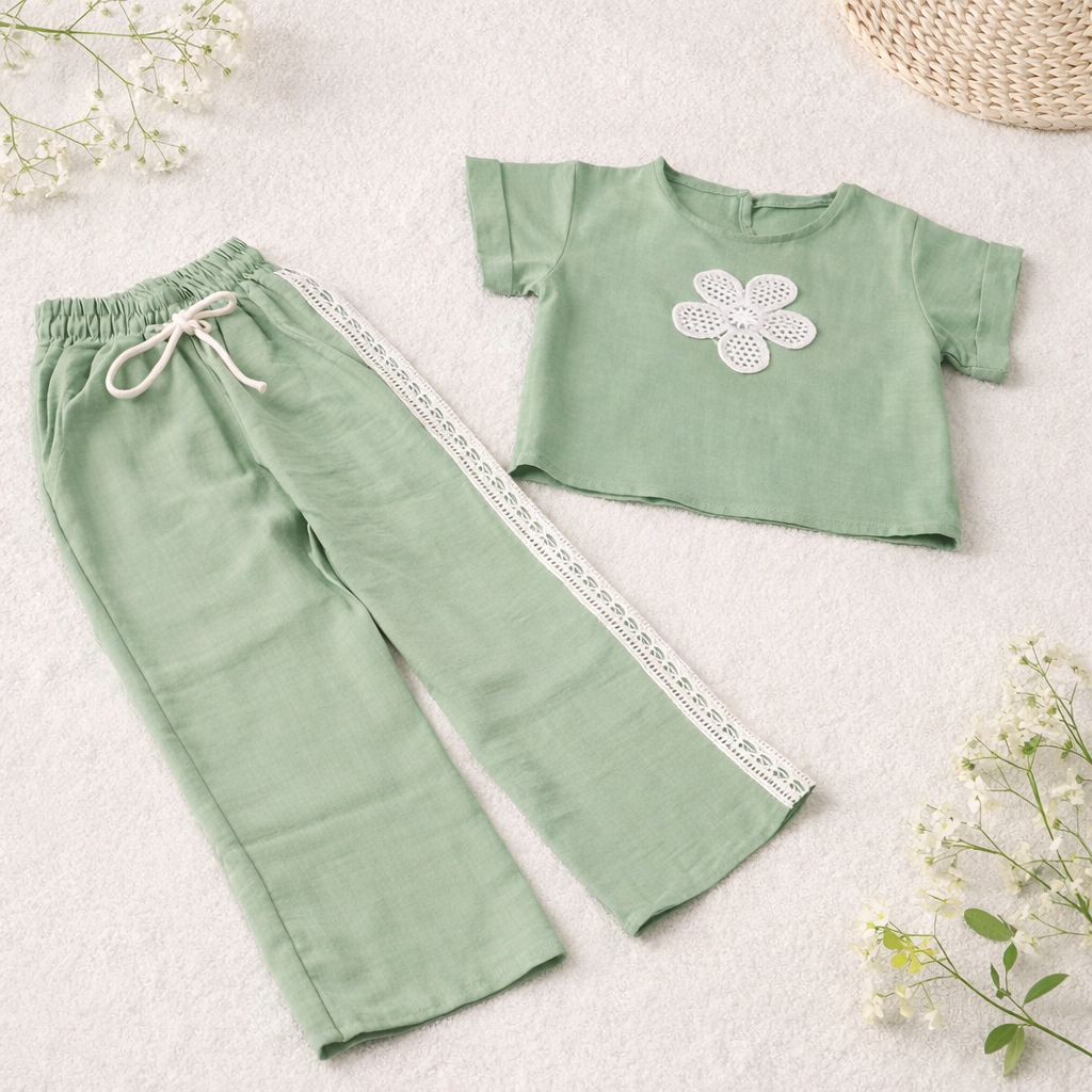 Girls Cotton Flower Design – Soft Summer Outfit (4–10Y)