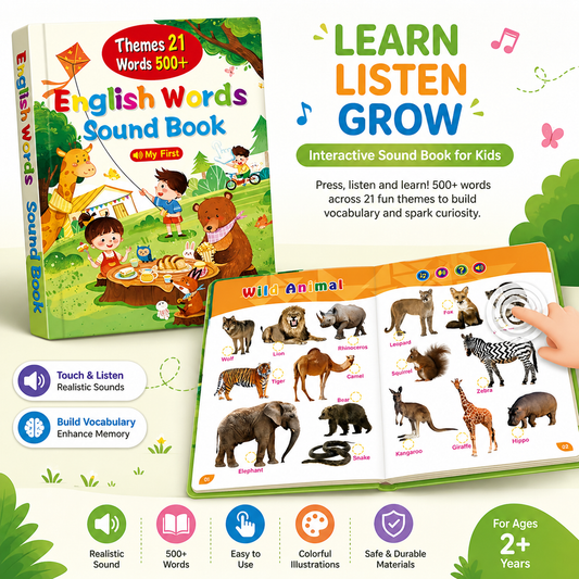 English Words Sound Book Interactive | Rechargeable | Hard Cover | 2+