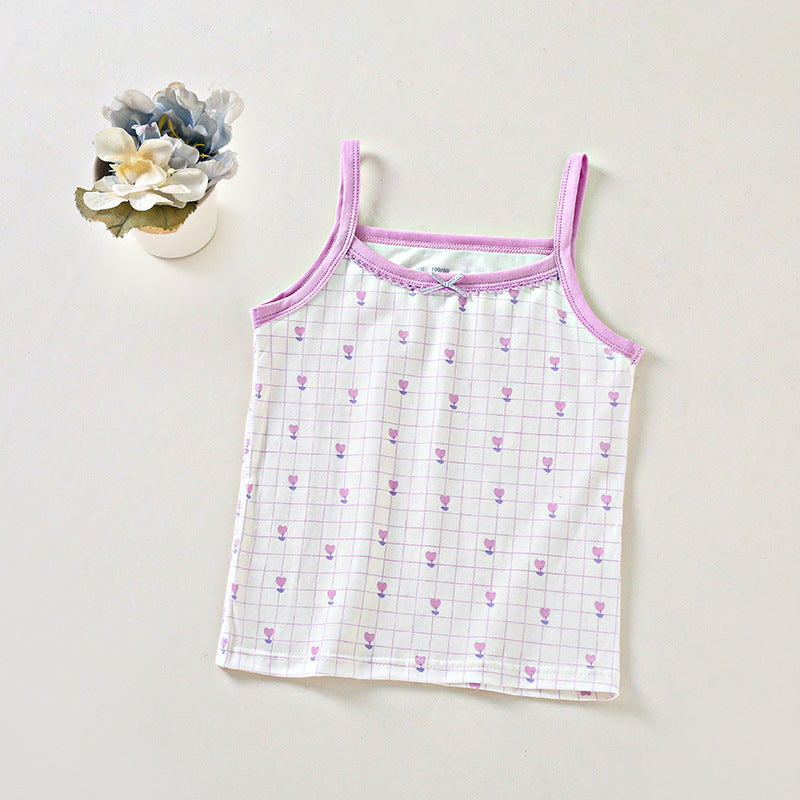 Girls Cotton Tank Tops ( 4 Pcs ) - Purple Tulip | Size 2-12y