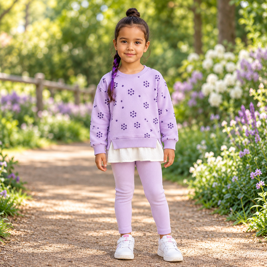 Kids’ Lilac Cotton Stars Outfit / 2–8Y