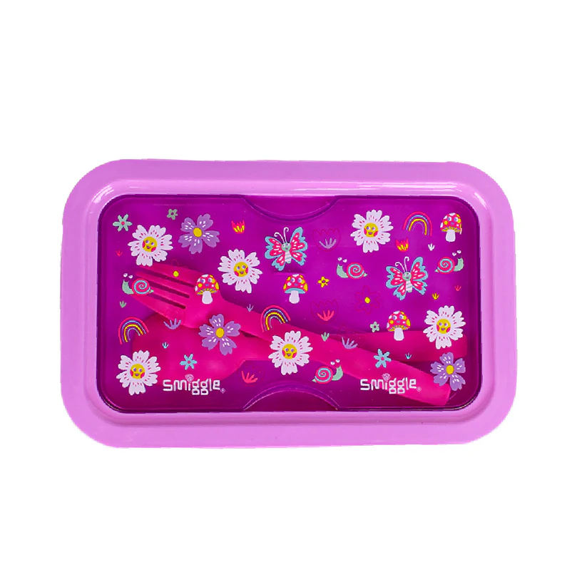 Smiggle Bento Lunch Box Flower Design 21×13.5×8cm