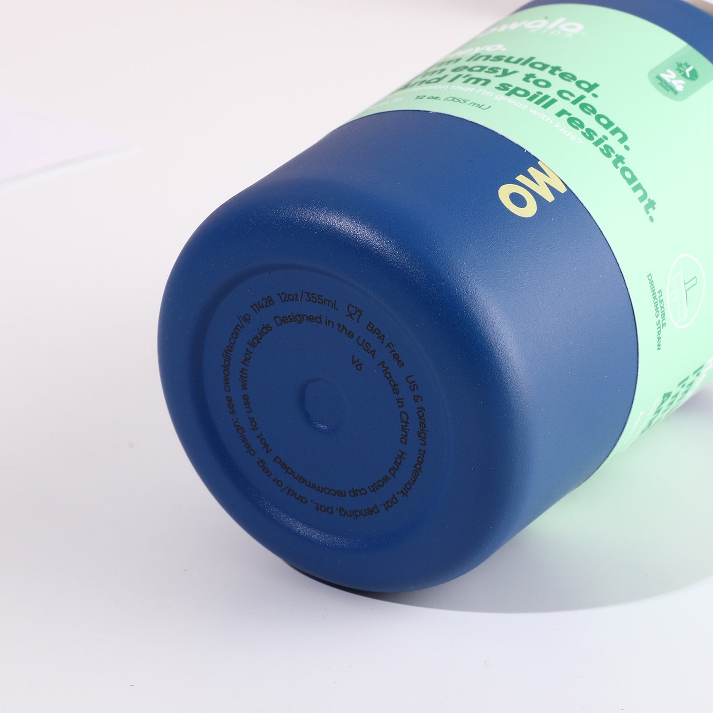 Owala Kids Bottle Stainless Steel Flexible Silicone Drinking Straw Spill-Resistant Lid 355ml