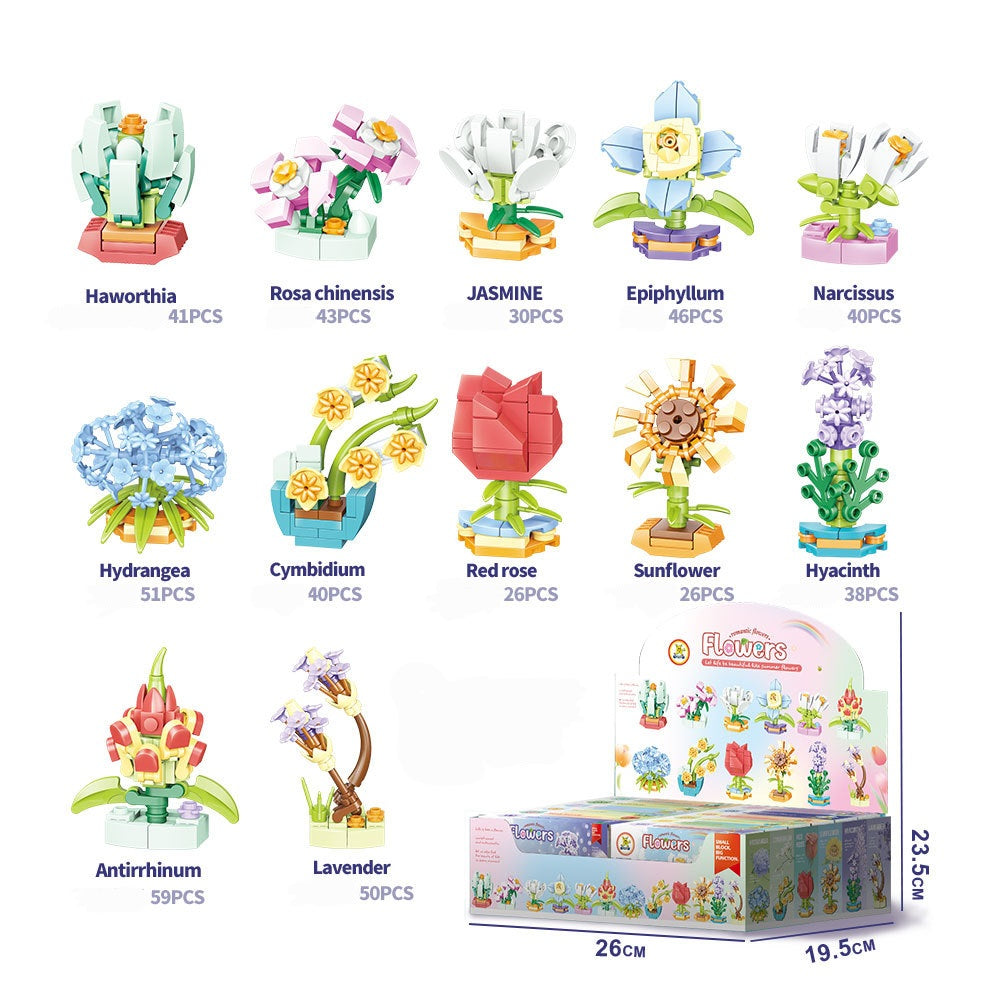 Building Blocks Flowers 12in1 | 1 Pc | Full Box | 4+