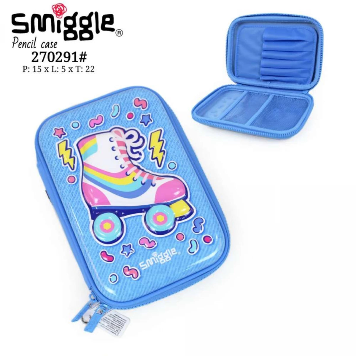 Smiggle Pencil Case | Hardtop | Blue | Roller