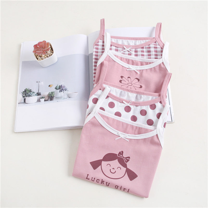 T Girls Cotton Tank Undershirts for Kids Toddler Lace Soft Spaghetti Strap Bottoming Shirt 3-12y