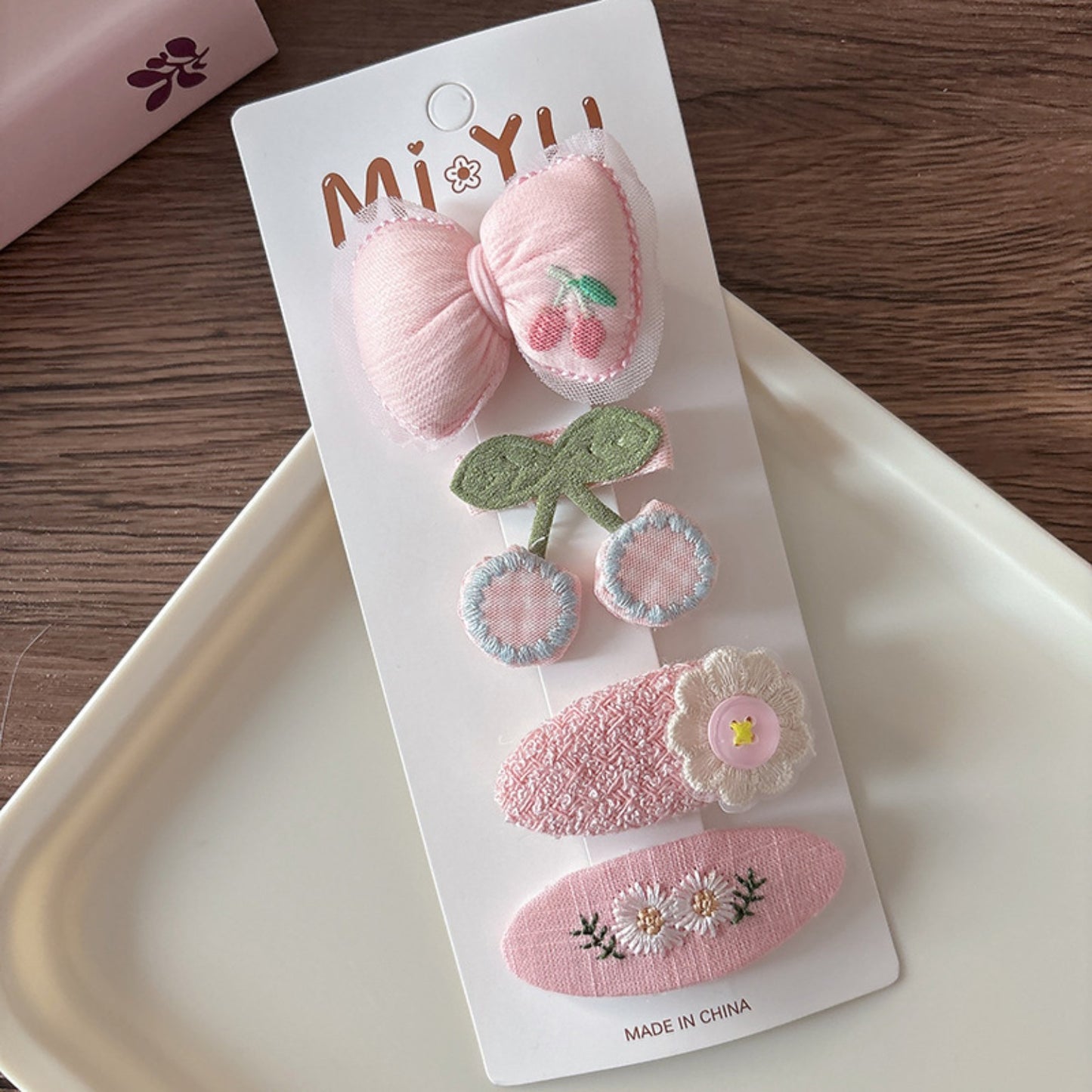 Cute Pink Hair Clips Pack - Set for Girls | 4pcs