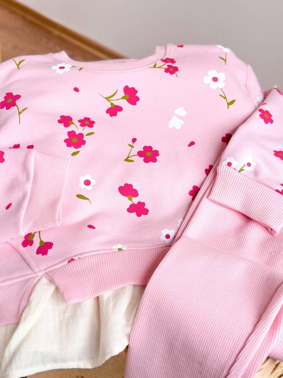 Outfit Cotton Flower Design Set Of 2 Pcs Size 2-8y