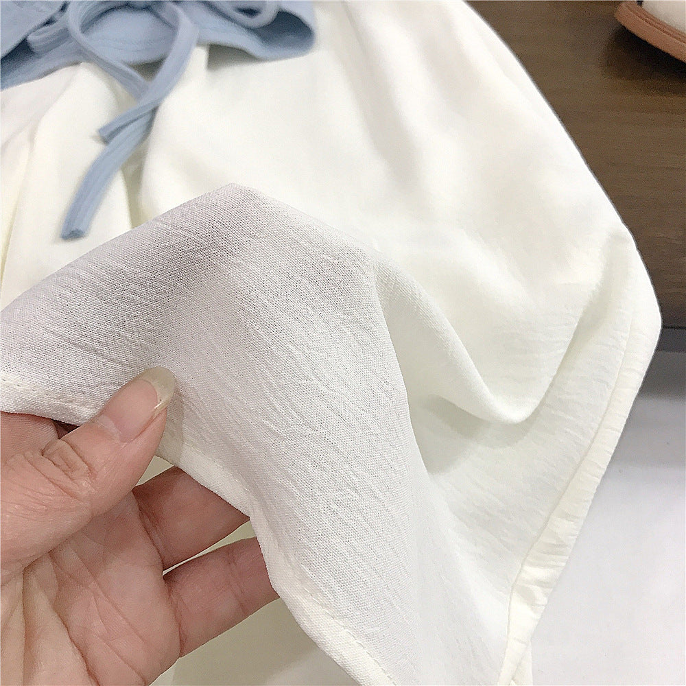 Girls Cotton White-Blue Set – Soft Summer Outfit (3-10Y)