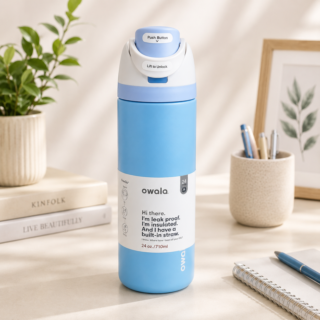 Owala Bottle Stainless Steel FreeSip Leak-Proof | Blue Blue | 710-950ml