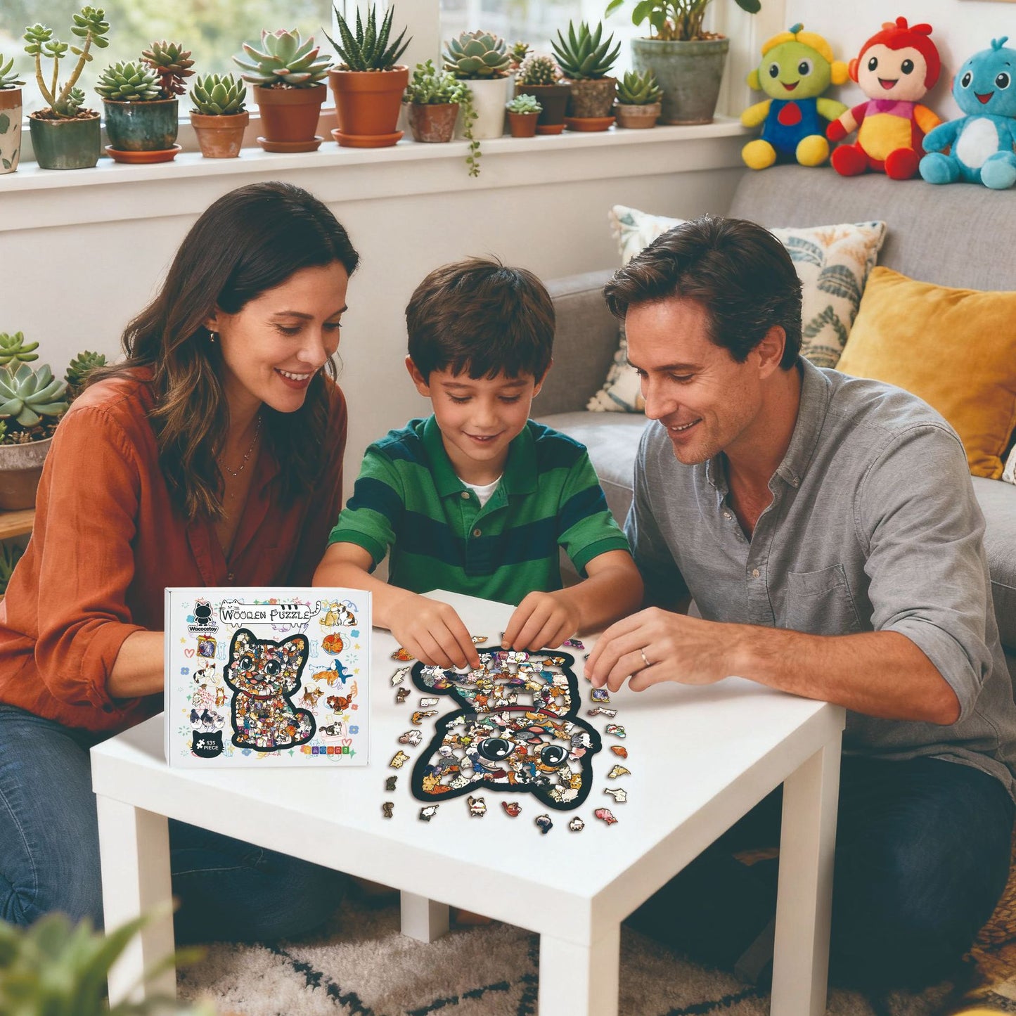 Funny Cat Wooden Puzzle – 135 Pieces | DIY Animal Jigsaw for Kids & Adults | 26002