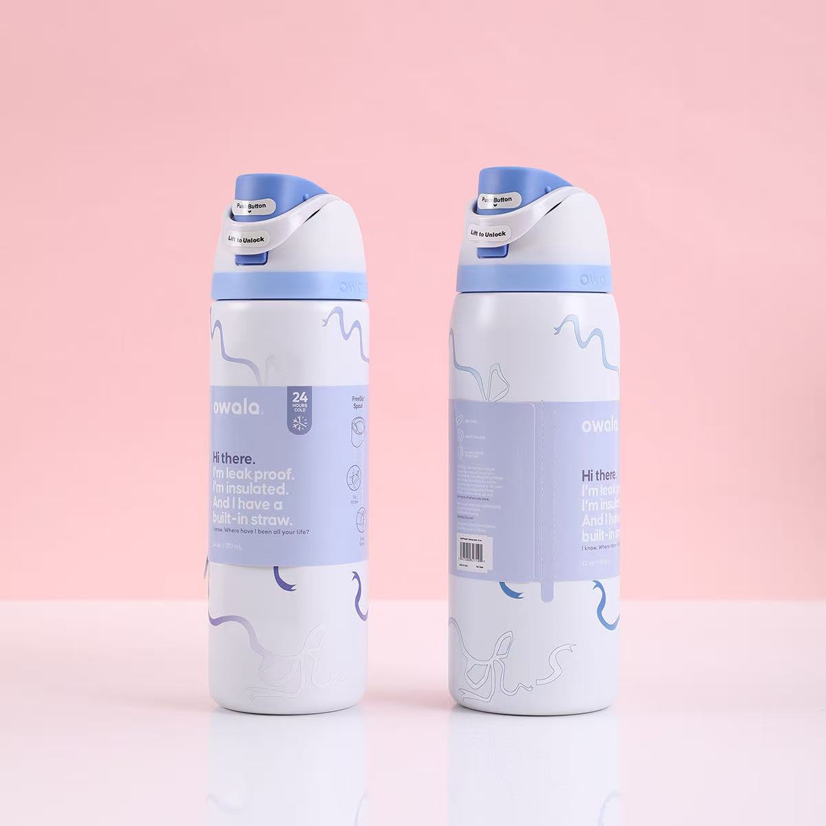 Owala Bottle Stainless Steel Free Sip Leak-proof Blue Ribbon 710-950ml