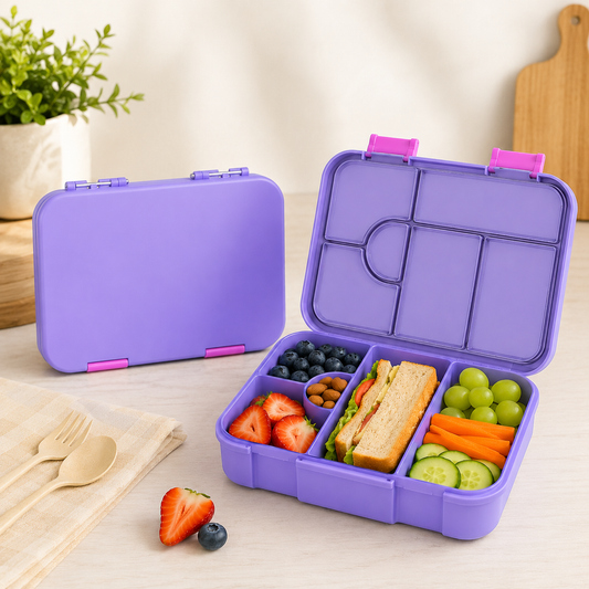 Premium Tritan Kids Lunch Box – Leakproof School Bento Box | Purple + Pink