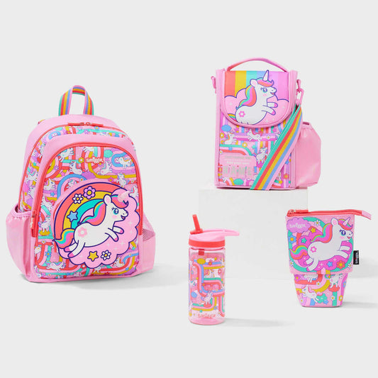 Smiggle Unicorn Design Set Of 3pcs Bottle Lunch Box Backpack 38cm