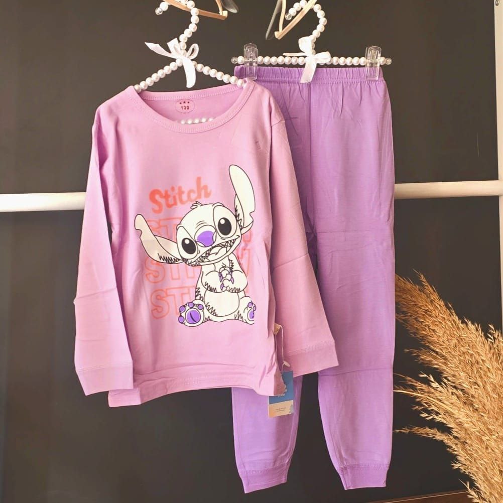 Purple Pyjama For Girls Stitch Design Size 6-12y
