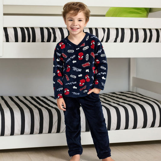 Pyjama Warm Navy Blue Spider Man Design Size 9-16y