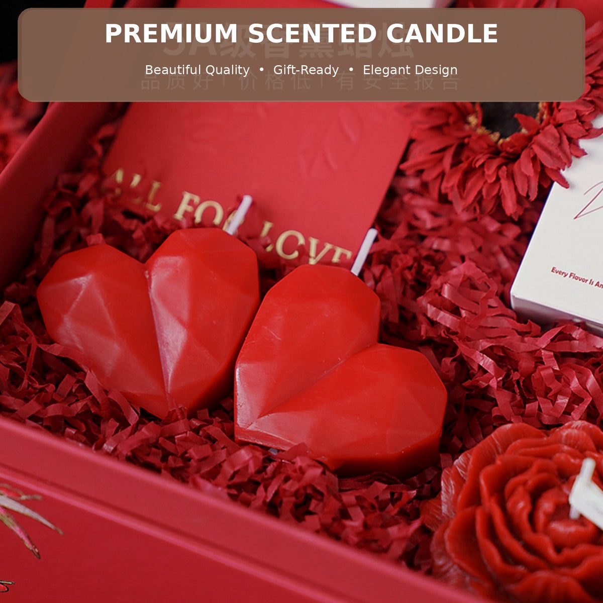 Geometric Heart Scented Candle – Velvet Rose | Romantic Gift & Décor
