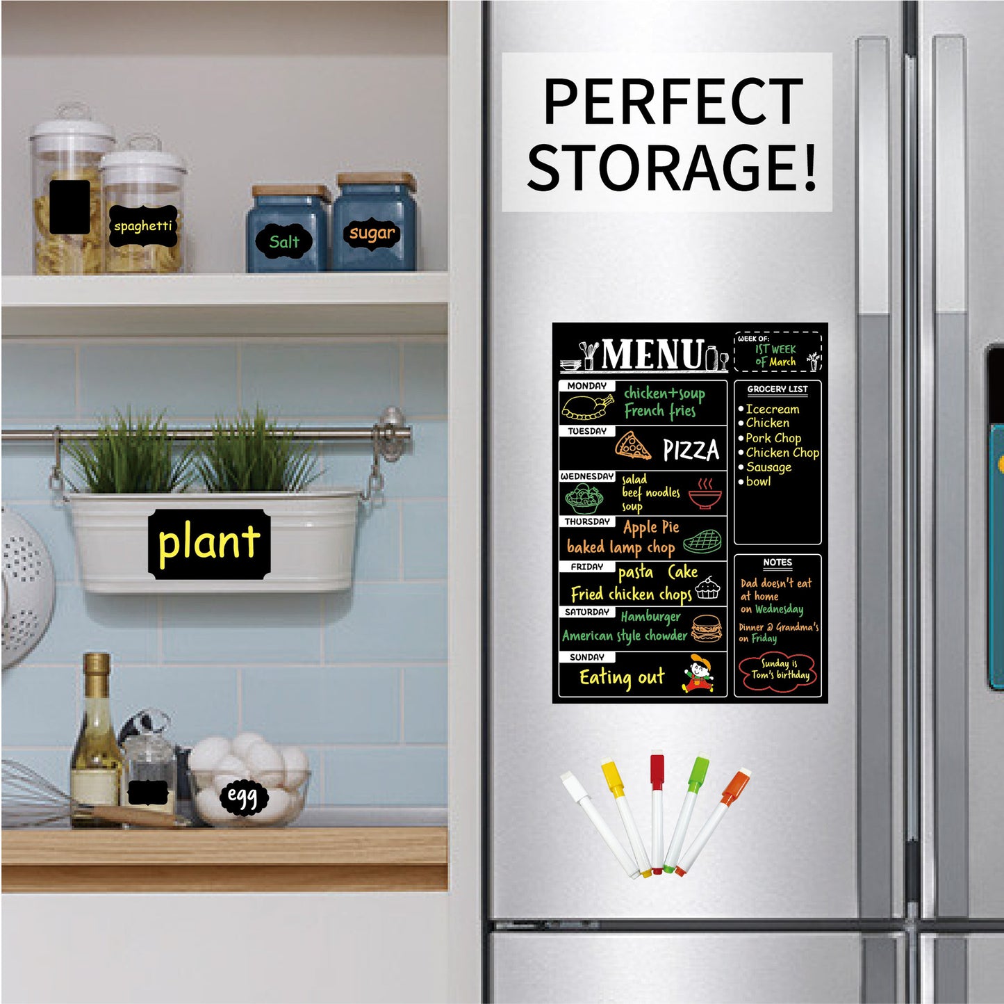 Black Kitchen Label waterproof removable handwriting blackboard