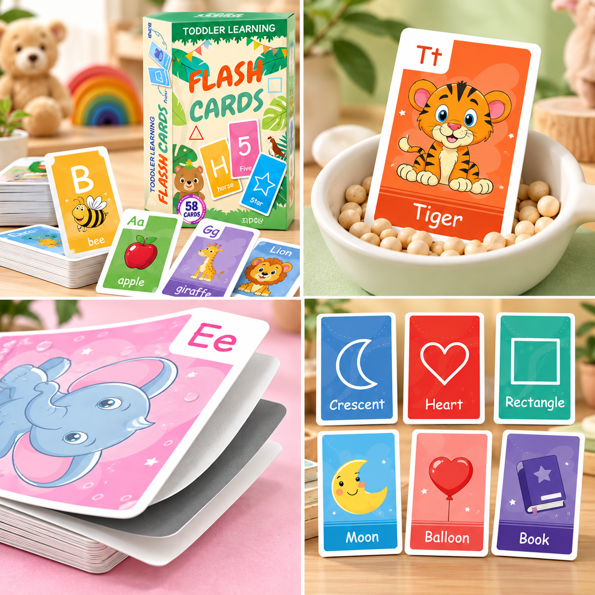 Toddler Learning Flash Cards – 58 Double-Sided Cards | 0–6 Years | Size 10.5×6.5×2.5cm