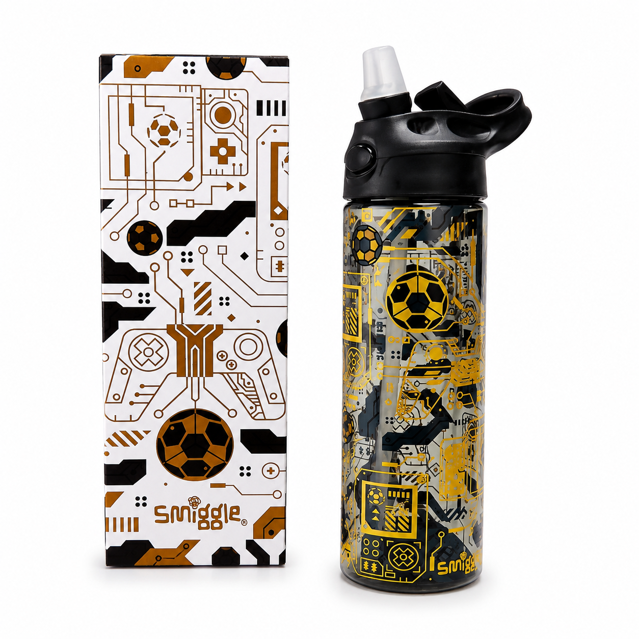 Smiggle Water Bottle | Gold Football | 650ml