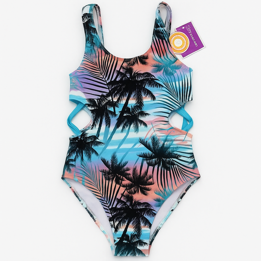 Cute Swimsuit 1pc Palm Trees Design Size 6-10y
