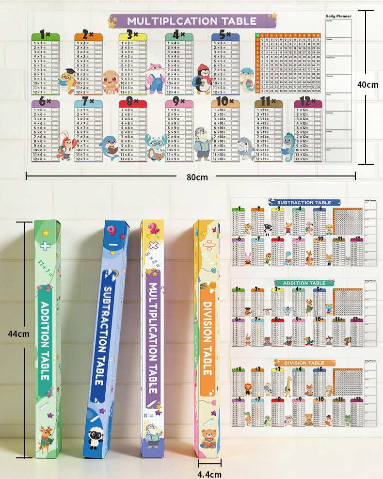 Kids Math Learning Table | 4 Designs – Sold Separately | Size 3×41.5×3cm