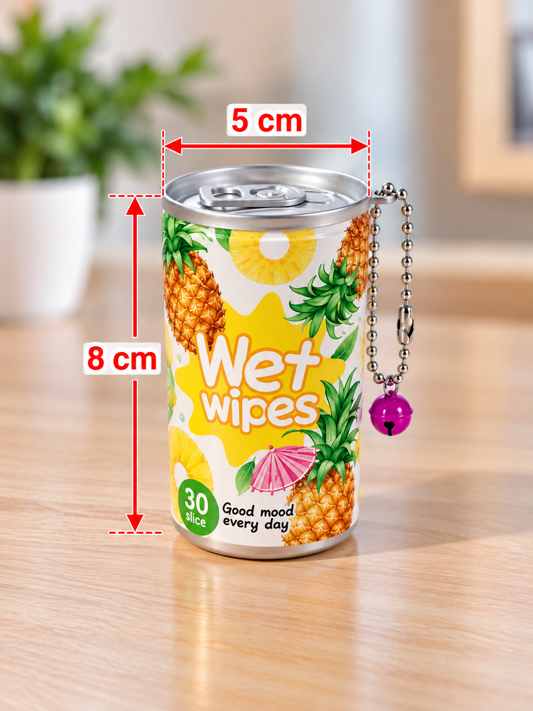 Mini Wet Wipes Keychain Can – 30 Sheets | 8 × 5 cm